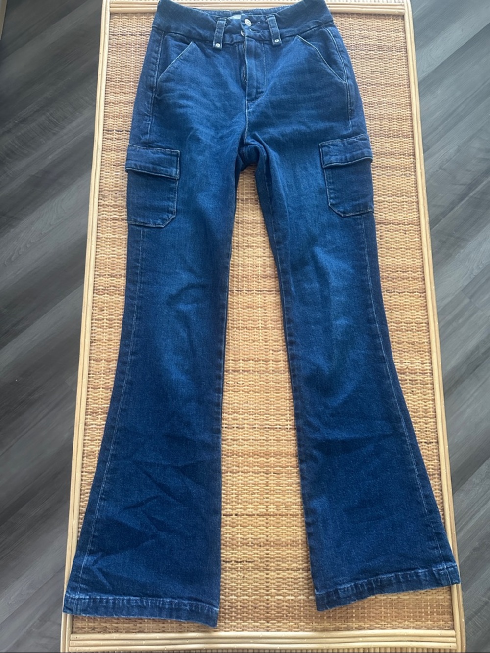 PAIGE Dion Cargo Pocket High Rise Bootcut Jeans in Gracielou Size 24